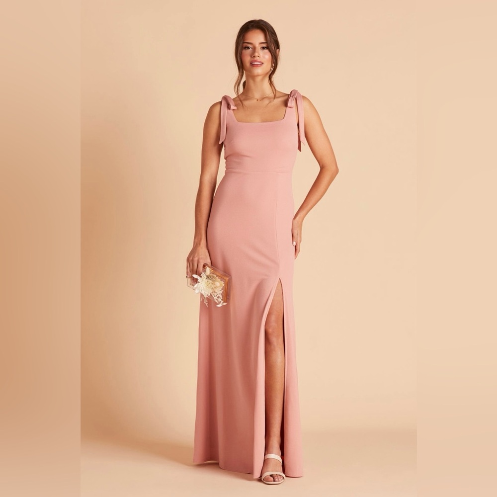 NWT Birdy Grey Alex small dusty rose pink bridesmaid dress shoulder ties prom